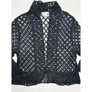 Harrison Morgan Cardigan Sz M/L Black Lattice Mesh Braided Whimsigoth Festival